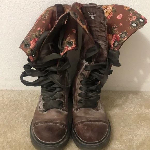 Martens Shoes Dr Martens 914 Triumph Brown With Floral